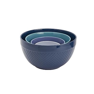 Tabletops Gallery Hobnail 4-pc. Blue Storm Nesting Mixing Bowl Set