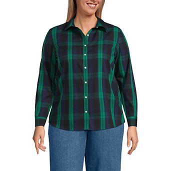 Plus Size Lands' End Wrinkle-Free No Iron Button-Front Shirt