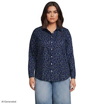 Plus Size Lands' End Wrinkle-Free No Iron Button-Front Shirt