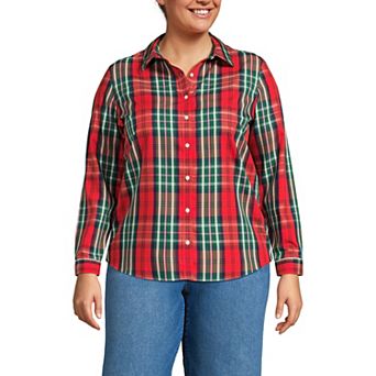 Plus Size Lands' End Wrinkle-Free No Iron Button-Front Shirt