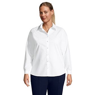 Plus Size Lands' End Wrinkle-Free No Iron Button-Front Shirt