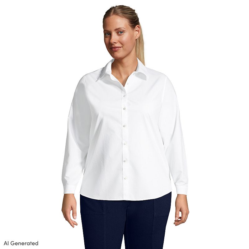 UPC 195926629838 product image for Plus Size Lands' End Wrinkle-Free No Iron Button-Front Shirt, Women's, Size: 22  | upcitemdb.com