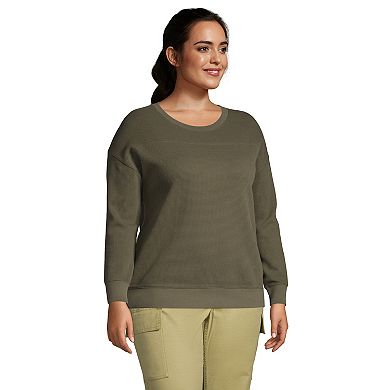 Plus Size Lands' End Long Sleeve Waffle Crewneck Top