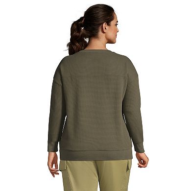 Plus Size Lands' End Long Sleeve Waffle Crewneck Top