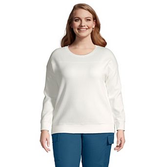 Plus Size Lands' End Long Sleeve Waffle Crewneck Top