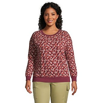 Plus Size Lands' End Long Sleeve Waffle Crewneck Top