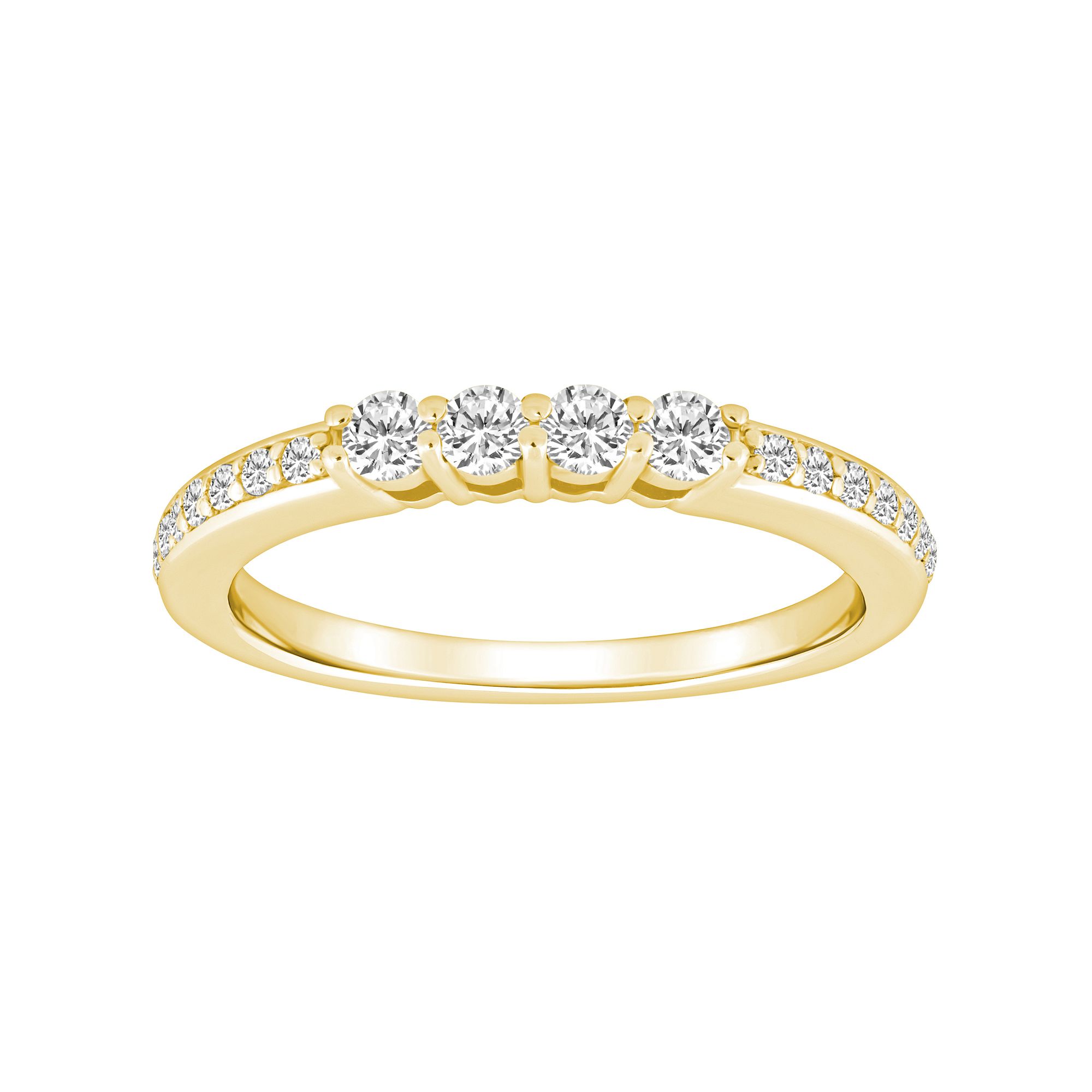 Alyson Layne 14k Gold 3/8 Carat T.W. Diamond 4-Stone & Pave Band Wedding Ri
