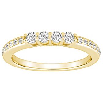 Alyson Layne 14k Gold 3/8 Carat T.W. Diamond 4-Stone & Pave Band Wedding Ring