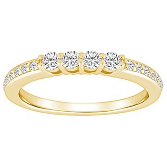 Alyson Layne 14k Gold 3/8 Carat T.W. Diamond 4-Stone & Pave Band Wedding Ring
