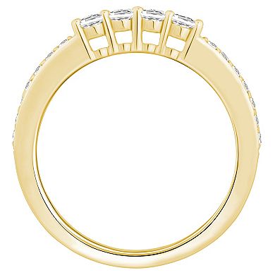 Alyson Layne 14k Gold 3/8 Carat T.W. Diamond 4-Stone & Pave Band Wedding Ring