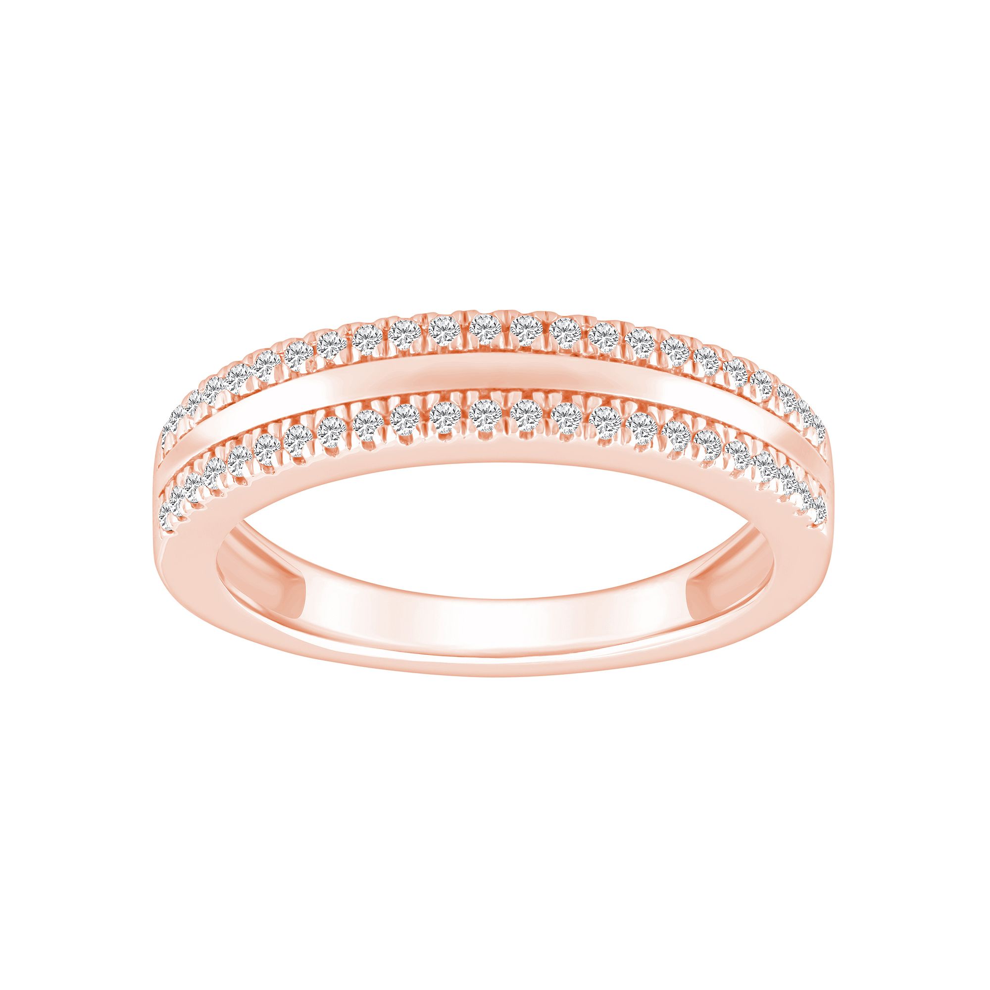 Alyson Layne 14k Gold 1/4 Carat T.W. Diamond Pave & Polished Wedding Band, 