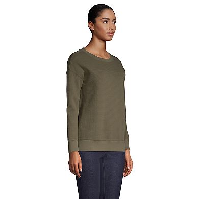 Women's Lands' End Long Sleeve Waffle Crewneck Top