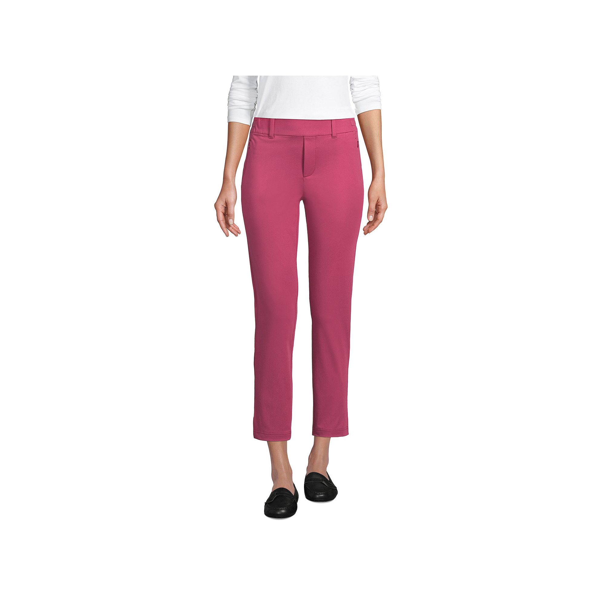 Womens Lands End Flex Mid Rise Pull On Crop Pants, Size: Medium, Washed P
