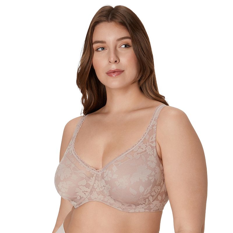 Bali Passion for Comfort Smooth Lace Underwire Bra DF6590, Women's, Size: 38 D, Evening Blush