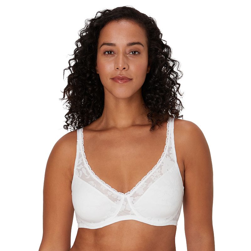 Bali Passion for Comfort Smooth Lace Underwire Bra DF6590, Women's, Size: 42 D, White