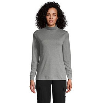 Women's Lands' End Long Sleeve Supima Mockneck Top