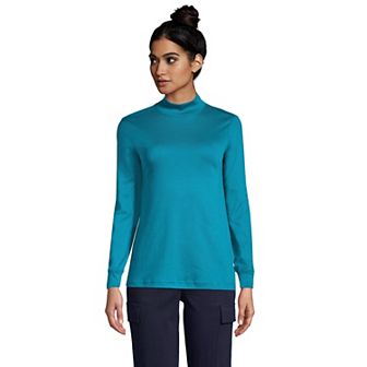 Women's Lands' End Long Sleeve Supima Mockneck Top