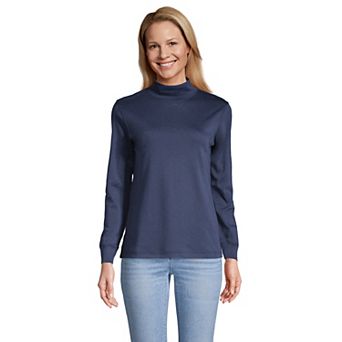 Women's Lands' End Long Sleeve Supima Mockneck Top