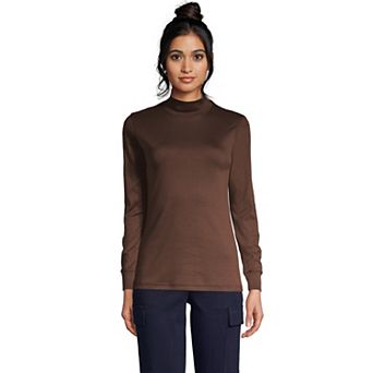 Women's Lands' End Long Sleeve Supima Mockneck Top