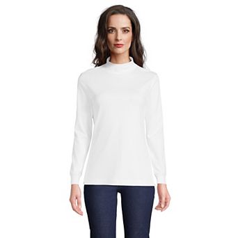 Women's Lands' End Long Sleeve Supima Mockneck Top
