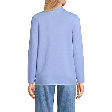 Women's Lands' End Fine Gauge Cotton Button Front Sweater Blazer