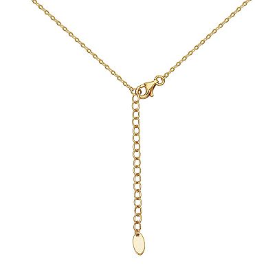 18k Gold Over Sterling Silver Green Jade & White Topaz Flower Pendant Necklace