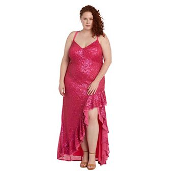 Juniors' Plus Size Morgan and Co Ruffled Long Evening Gown