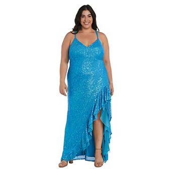 Juniors' Plus Size Morgan and Co Ruffled Long Evening Gown