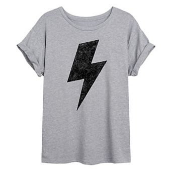 Juniors' Lightning Bolt Oversized Graphic Tee