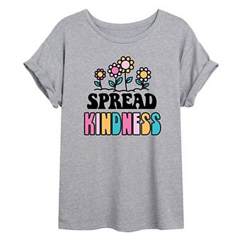 Juniors' "Spread Kindness" Oversized Graphic Tee