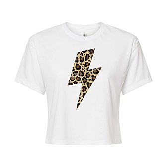 Juniors' Leopard Lightning Cropped Tee