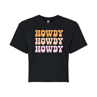 Juniors' Retro Howdy Cropped Tee