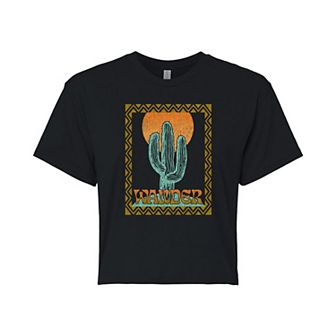 Juniors' "Wander" Cactus Cropped Tee