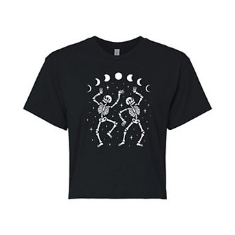 Juniors' Celestial Skeleton Dance Cropped Tee