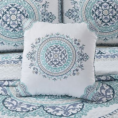 Royal Court Afton Blue Square Decorative Throw Pillow