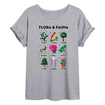 Juniors' Loteria Flora & Fauna Oversized Graphic Tee