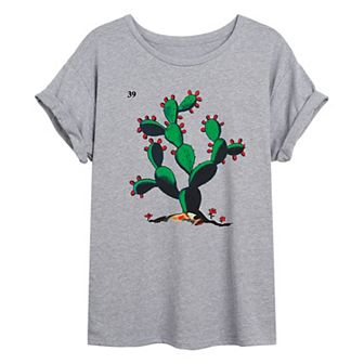 Juniors' Loteria El Nopal Prickly Pear Cactus Oversized Graphic Tee