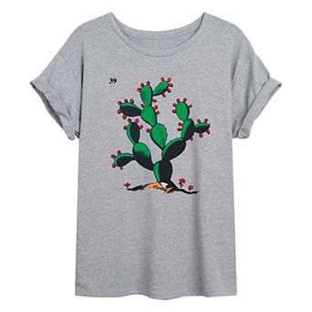 Juniors' Loteria El Nopal Prickly Pear Cactus Oversized Graphic Tee
