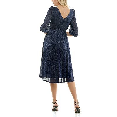 Women's Gabby Skye Fit And Flair V-Neck Midi Dress