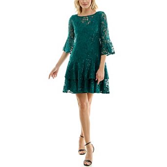 Women's Gabby Skye All Over Lace Bell Sleeve Mini Dress