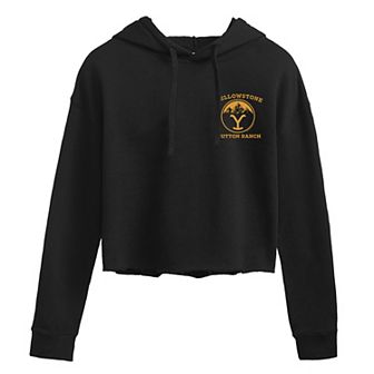 Juniors' Yellowstone Dutton Ranch Chest Badge Cropped Hoodie