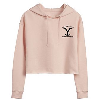 Juniors' Yellowstone Dutton Ranch Chest Badge Cropped Hoodie