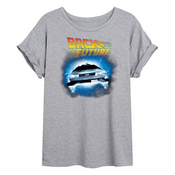 Juniors' Back To The Future DeLorean Oversized Graphic Tee
