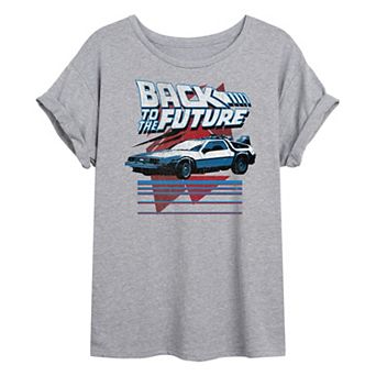 Juniors' Back To The Future Retro DeLorean Oversized Graphic Tee