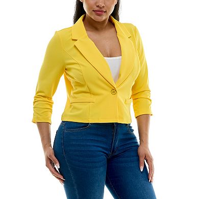 Women's Nina Leonard Button Cropped Blazer