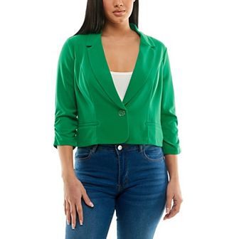 Women's Nina Leonard Button Cropped Blazer