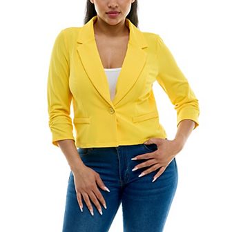Women's Nina Leonard Button Cropped Blazer