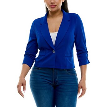 Women's Nina Leonard Button Cropped Blazer