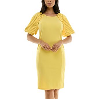 Women's Nina Leonard Pleated Puff Sleeve Dress