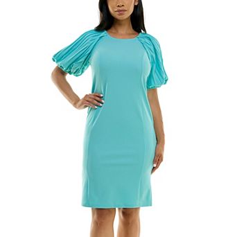 Women's Nina Leonard Pleated Puff Sleeve Dress